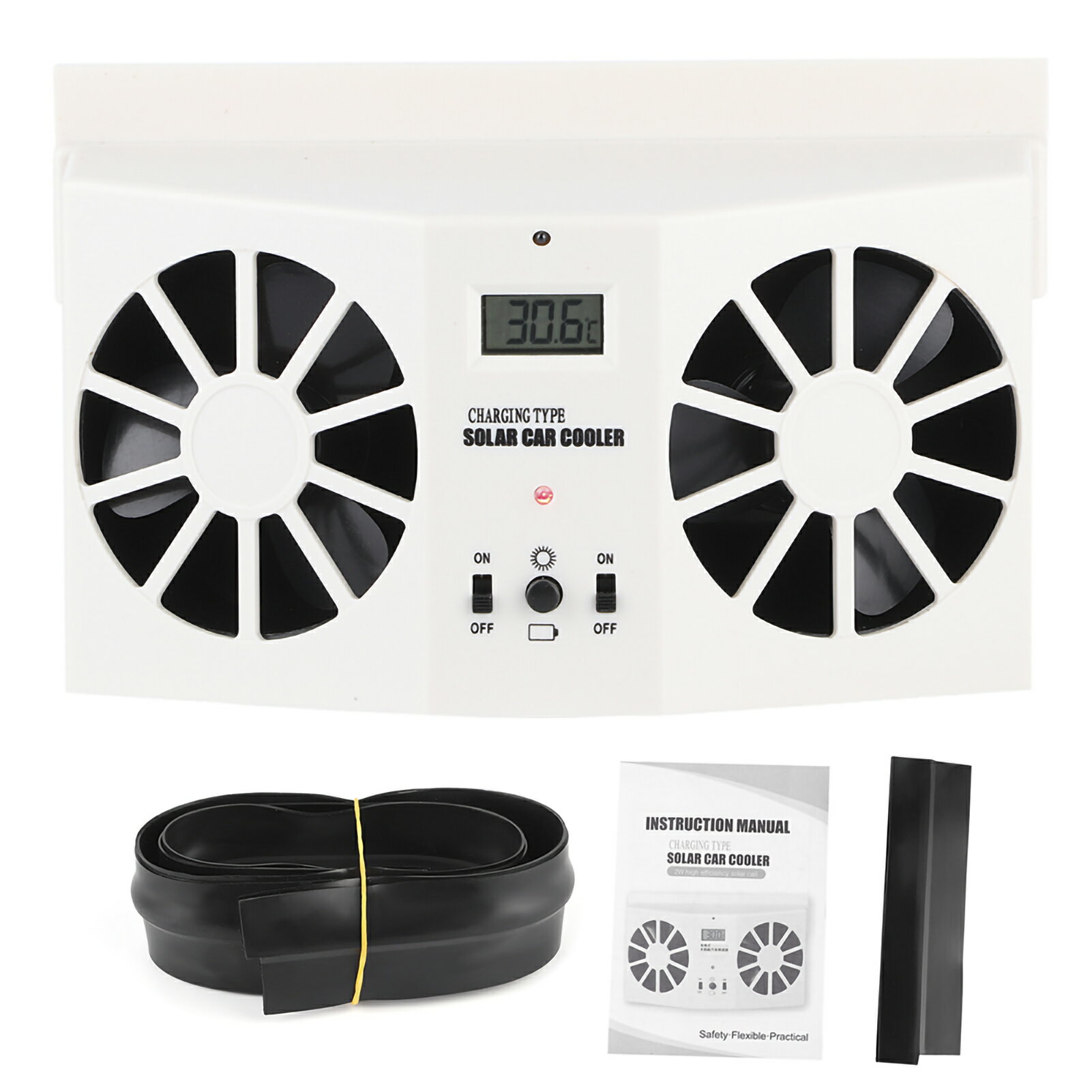 EBTOOLS Ventilateur de refroidisseur à énergie solaire de voiture, ventilateur de refroidissement à énergie solaire de voiture