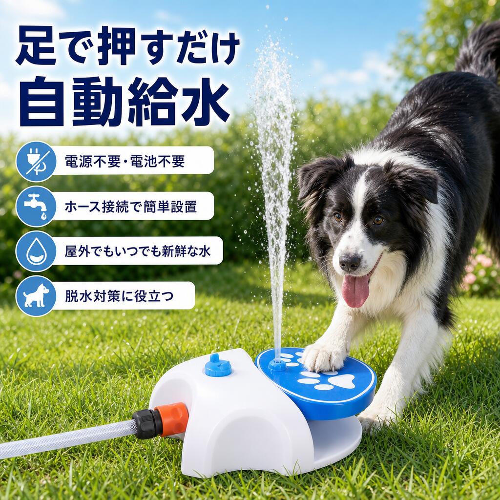 樂天商城 - 【海外で大人気の商品！】犬水遊び 犬用おもちゃ ペット給水器 踏み噴水式 犬用噴水 犬用おもちゃ 犬用スプリンクラー ホース付き 屋内屋外 庭