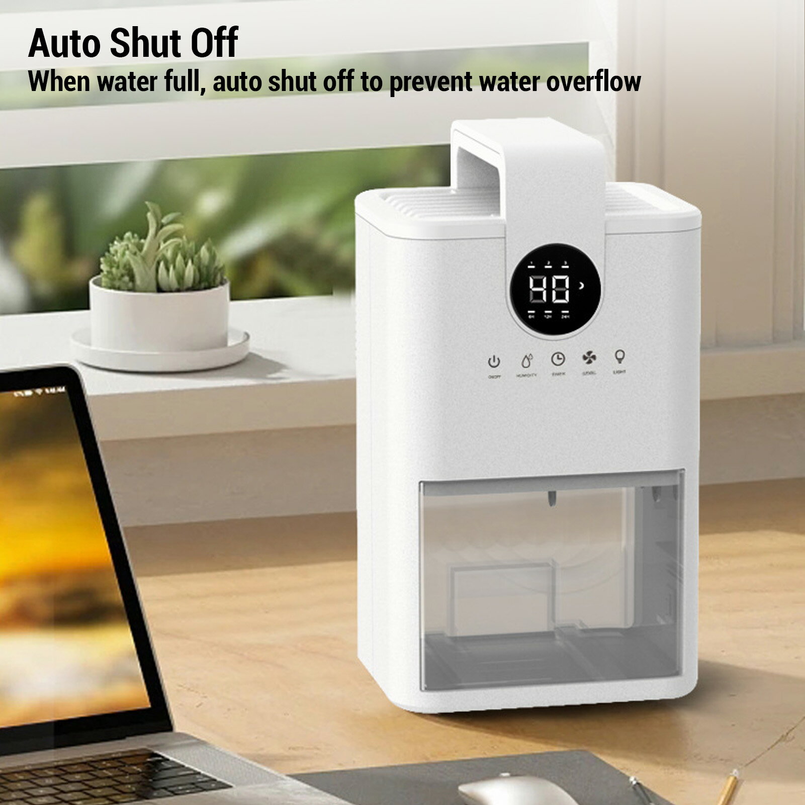 ホーム用の小さな除湿機1L水タンク静かなカスタマイズ可能な湿度6H 12H 24Hタイマーオフカラフルな夜間光室クローゼット