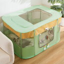 ペットサークル ペットハウス L:80*60*55cm ペットお家 ペットお部屋 猫 猫サークル 猫ハウス 持ち運び可能 コンパクト 折り畳み 長方形 メッシュ...