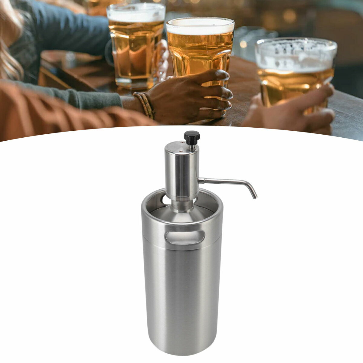 送料無料　ビール樽 生ビールディスペンサー ビールサーバー 電動ビールタップ ミニビール樽 Keg カプラーディスペンサー シリコンチューブ付き パーティー 家庭用 業務用 ステンレス製 3.6L