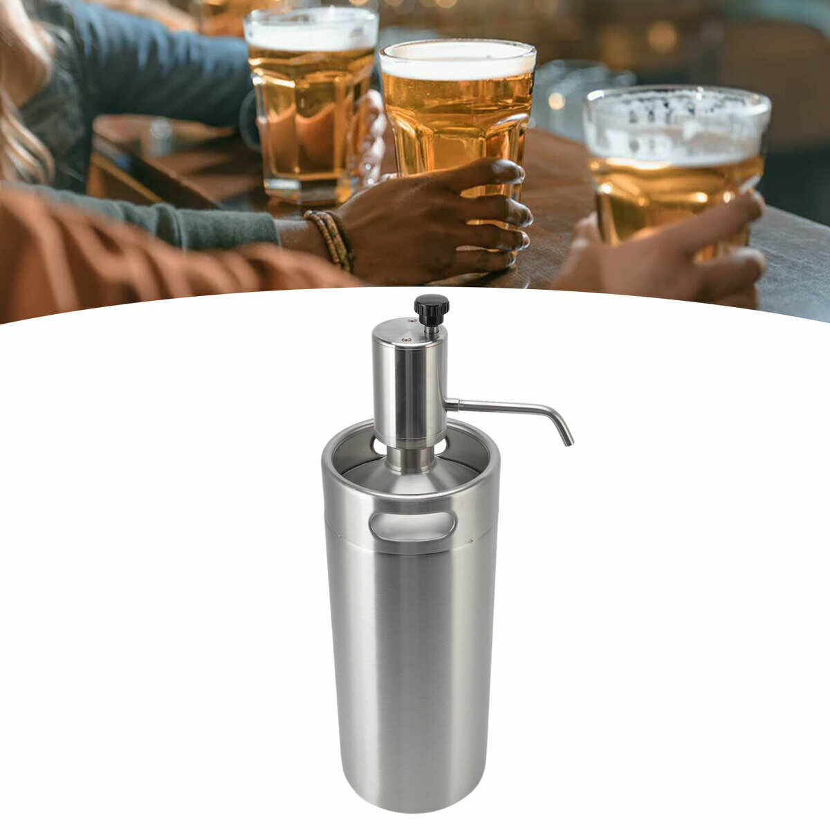 送料無料　ビール樽 生ビールディスペンサー ビールサーバー 電動ビールタップ ミニビール樽 Keg カプラーディスペンサー シリコンチューブ付き パーティー 家庭用 業務用 ステンレス製 4L