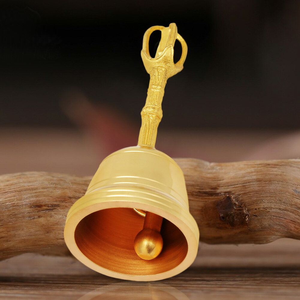  人気 純真鍮のハンドベル 仏教の鐘 風水タオイズム 楽器 ガラガラ