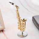 ミニチュアアルトサクソフォンレプリカ スタンドとケース付きの金メッキ楽器モデル