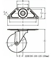 ハンマーキャスター 220E-PR150 プレスタイヤ車
