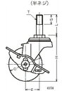 ハンマーキャスター 415A-2UR75 ウレタン (ネジT W3/8×16山×L20)