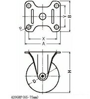 ハンマーキャスター 420GRP-R75 ナイロン(4)