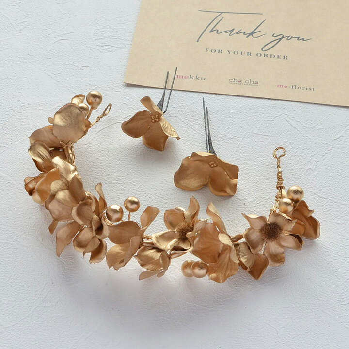 mekku（メック）の結婚式・成人式・卒業式/紫陽花 アネモネ 髪飾り/ゴールド 金/アーティフィシャルフラワー造花［fc303］｜アングル2