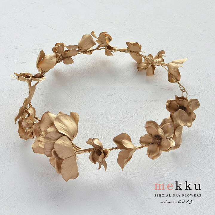 結婚式・成人式・卒業式/紫陽花 アネモネ 花冠 髪飾り/ゴールド 金/アーティフィシ...