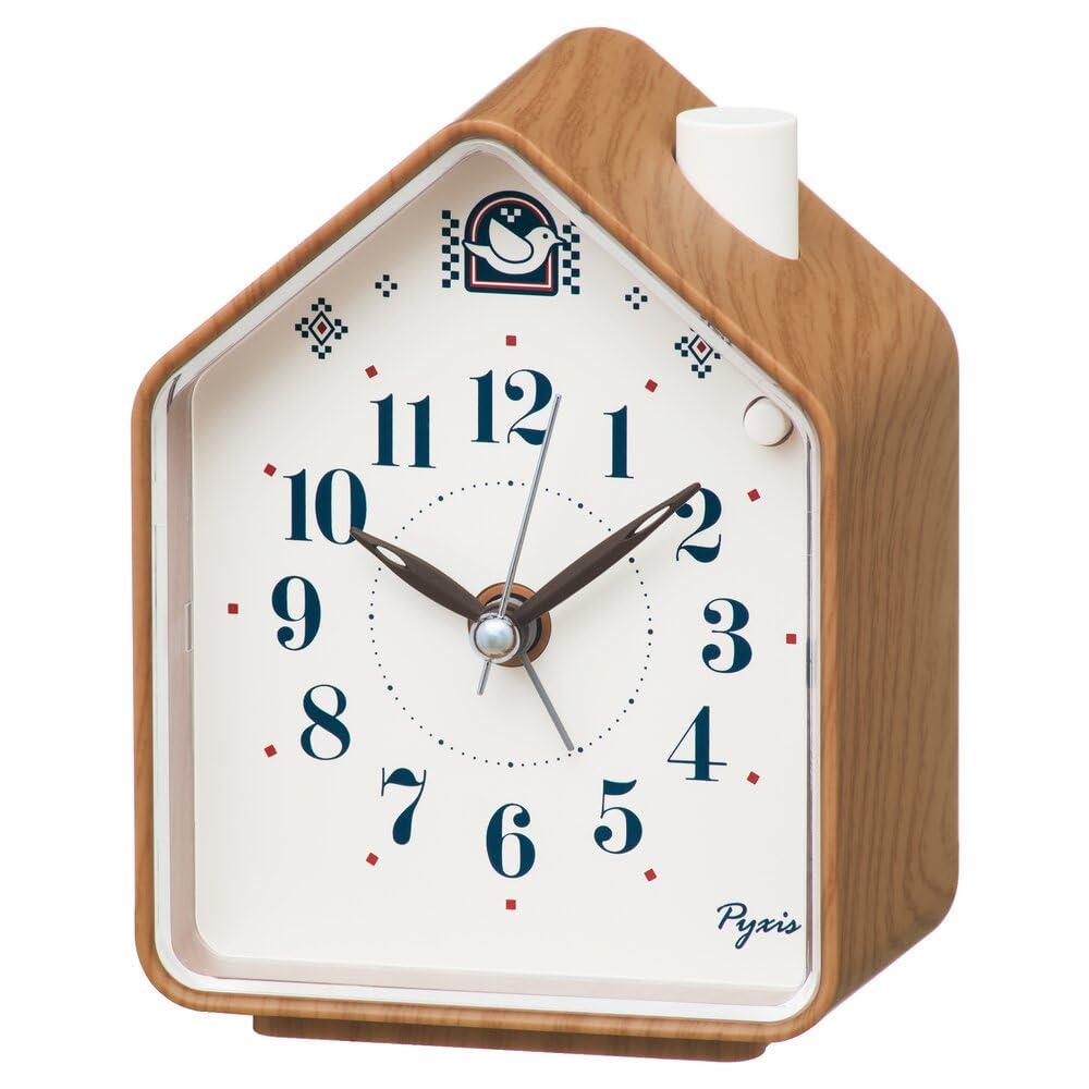 セイコークロック(Seiko Clock) 目覚まし時計 置き時計 アナログ 茶木目 110×86×63mm PYXIS ピクシス NR453B