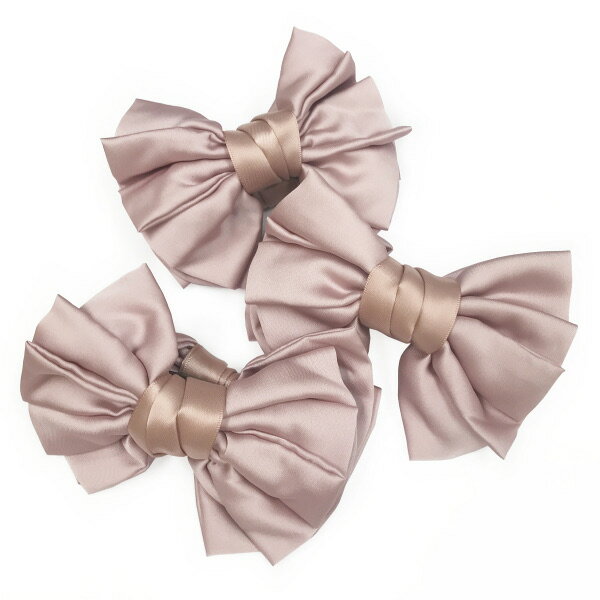 大ぶりサテンリボンバナナクリップヘアアクセサリー ヘアーアクセサリー 無地 大きめ ボリューム ピンク りぼん 髪飾り プレゼント ギフト メロウストア