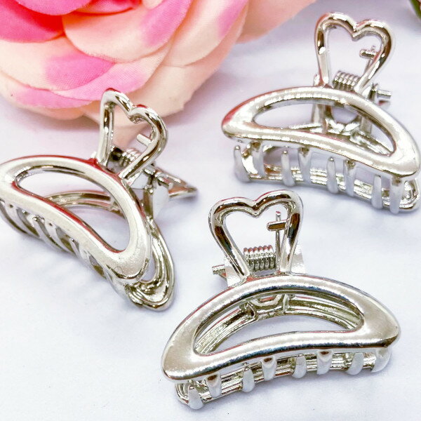 ヘアクリップ バンスクリップ ミニ メタリック ハートヘアアクセサリー プレゼント ギフト メロウストア