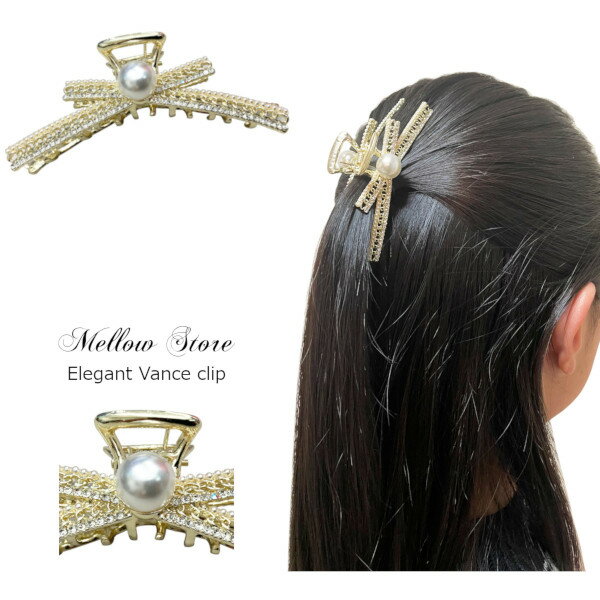 エレガントで可愛いリボンバンスクリップ おしゃれ ヘアアクセサリー ヘアクリップ ゴールド 金 プレゼント ギフト メロウストア