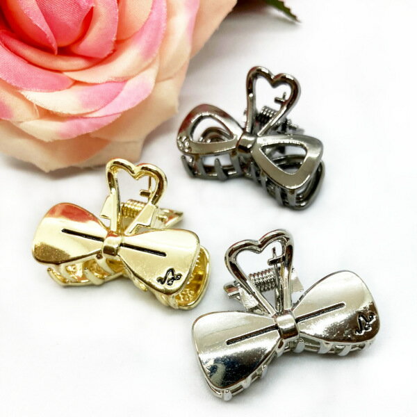 リボンのフォルムが可愛いバンスクリップヘアアクセサリー ゴールド シルバー プレゼント ギフト メロウストア