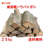 薪 森の厳選 薪王 姥目樫 薪の王様 ウバメガシ 25kg 広葉樹乾燥薪 焚き火 焚火 たき火 キャンプファイヤー 薪ストーブ ロケットストーブ 暖炉 燃料 窯 BBQ バーベキュー 送料無料（メーカー直送品・同梱不可）