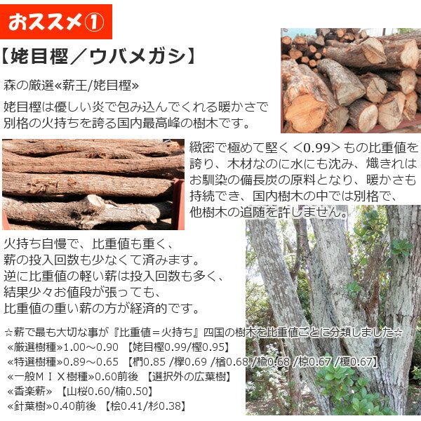 森の厳選 ≪薪王/姥目樫≫ 薪の王様 ウバメガシ 25kg 広葉樹乾燥薪 【メーカー直送品・代引不可・同梱不可】☆焚き火 焚火 たき火 キャンプファイヤー 薪ストーブ ロケットストーブ 暖炉 燃料 窯 BBQ バーベキュー 送料無料通販格安セール情報 楽天 通販