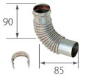 トヨトミ部品：排気用L形継ぎ手H-L/11180317 FF式ストーブ用