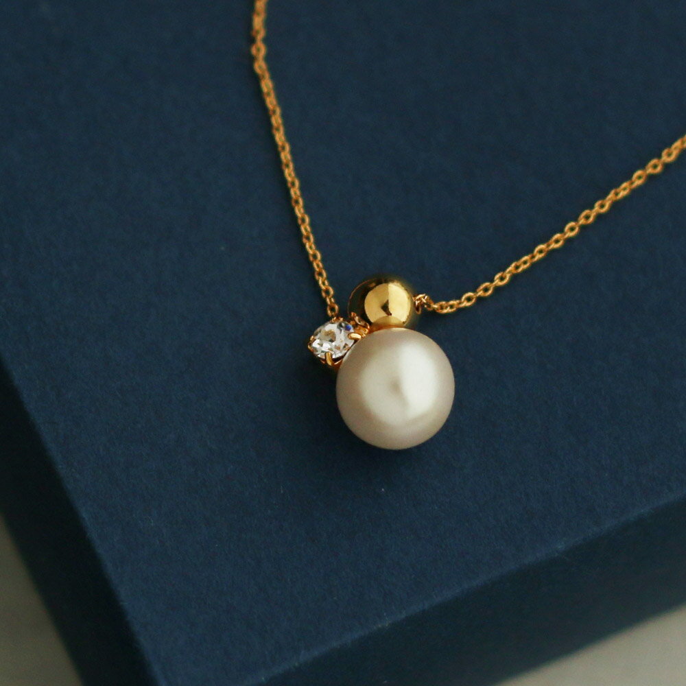 【期間限定クーポン★30％OFF】ネックレス レディース 日本製 パール 1粒 ストーン ゴールド シルバー ピンクゴールド 大人 金属アレルギー対応 k18gp ゴールド 大人 カジュアルのサムネイル