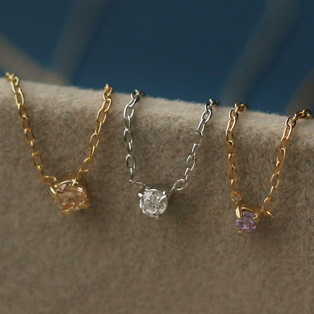 【最大10%OFFクーポン】アウトレット ネックレス キュービックジルコニア 1粒 1石 レディース 日本製 K18GP ゴールド ストーン カラー ストーン ...