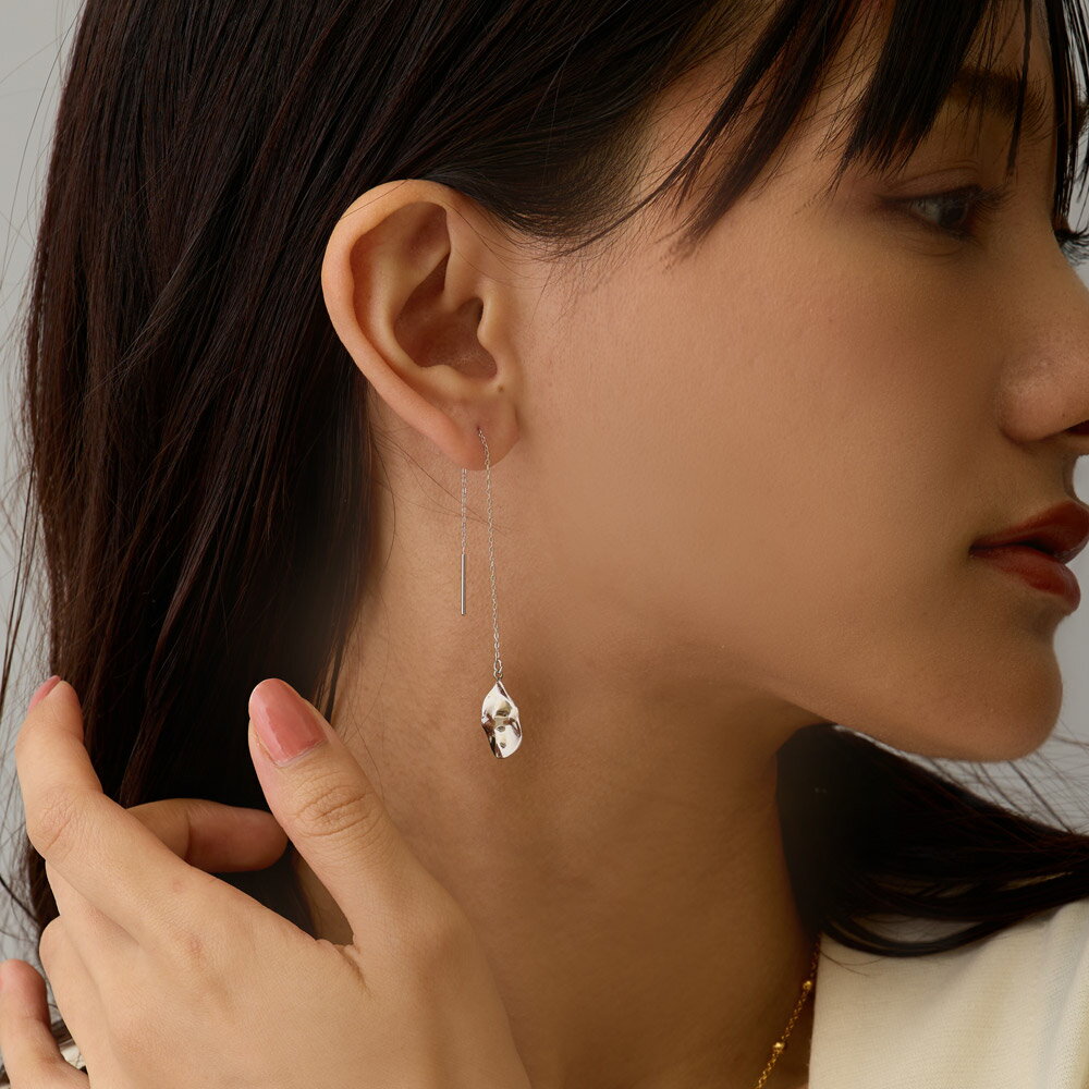 【感謝祭20％OFFクーポン配布】アメリカンピアス 日本製 ピアス 揺れる 槌目 つちめ ドロップ しずく ノンアレルギー シンプル チェーンピアス プレゼント ブランド おしゃれ レディース アクセサリー・(4)