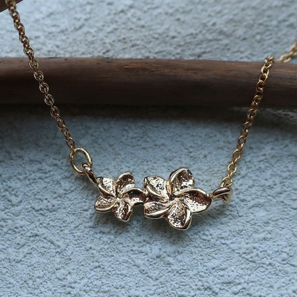 【最大10%OFFクーポン】ネックレス ハワイアンジュエリー ハワイ ハワジュ K18GP プルメリア ショート ペンダント レディース ブランド チェーン お...