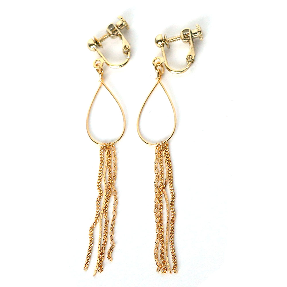 【最大10%OFFクーポン】イヤリング ピアス 日本製ピアス K18GP 純チタン おしゃれ ブランド フリンジ タッセル ティアドロップ 揺れる ネジばね 大...