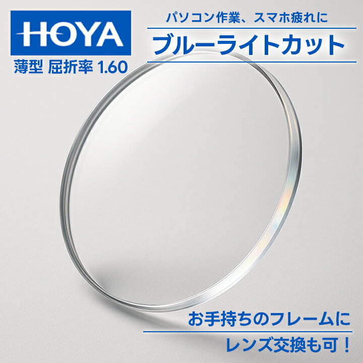 [ HOYA ] 伊達ブルーライトカットレンズ度なし UV99%カット 無色透明お手持ちのフレームにレンズ交換も可能標準で撥水コーティング付き（2枚1組価格）