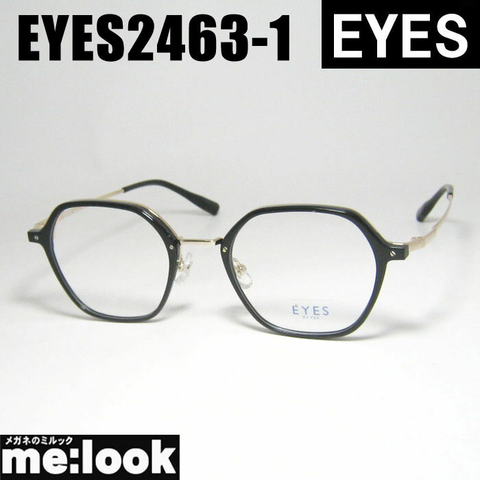 Glasses - EYES アイイエスクラシック ヴィンテージ レトロ眼鏡 メガネ フレーム サングラスEYES2463-1-49 度付可ブラック　ゴールドリビジョン製レンズでお好きなサングラス作成可能