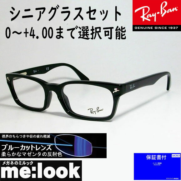 RayBan レイバンブルーカット非球面レンズ使用 老眼鏡 +0〜+4.00眼鏡 メガネ フレームRB5017A-2000-52降谷建志着用モデル　RX5017A-2000-52ブラック　あす楽対応 敬老の日 プレゼント シニアグラス 父の日 母の日