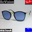 ReVision リビジョン X RayBan レイバンボストン ネオクラシックサングラスRB7140-2000-REABL-49RX7140-2000-REABL-49ブラック ゴールド　アンティークブルー