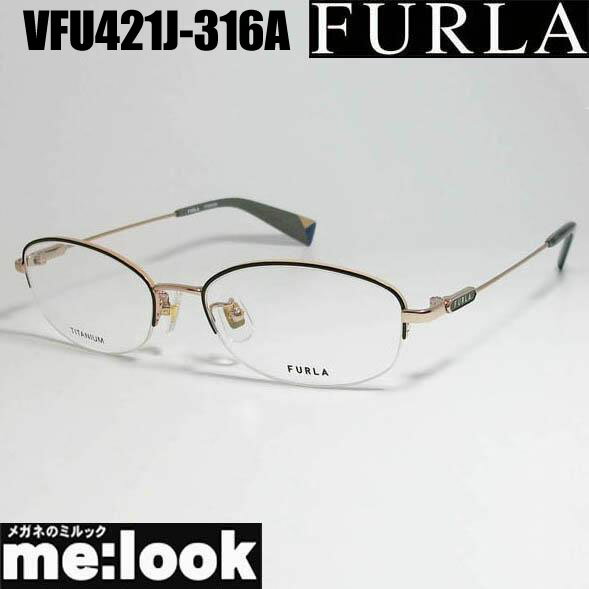 FURLA フルラ レディース眼鏡 メガネ フレーム サングラスVFU421J-316A-52ダークネイビー ゴールドリビジョン製レンズでお好きなサングラス作成可能