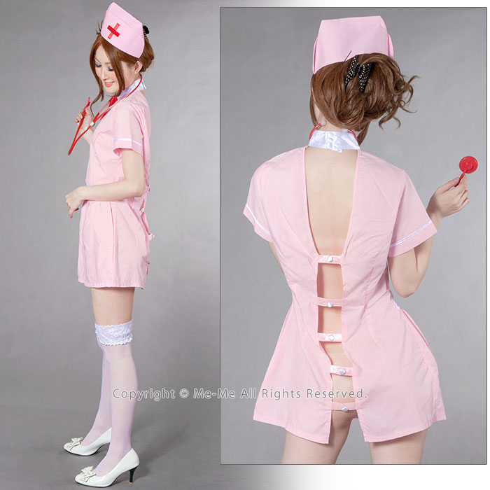 コスプレ 衣装 ナース コスチューム 大胆バックカットの見習い ナース [gs1026] 2点セット ナースキャップ ワンピース 5400円以上お買い上げで送料無料 コスプレ ナ-ス cosplay【20P30May15】【SSMay15_point20】：Me-Me（ミーミー）