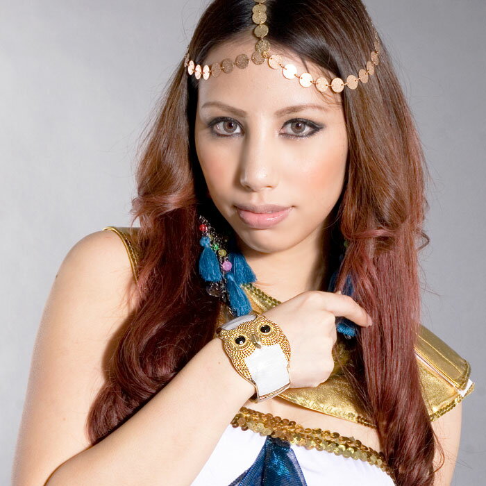 バングル ゴールド×グラックビジューのふくろうバングル[sl0779]コスプレ 結婚式 ウェディング パーテ..