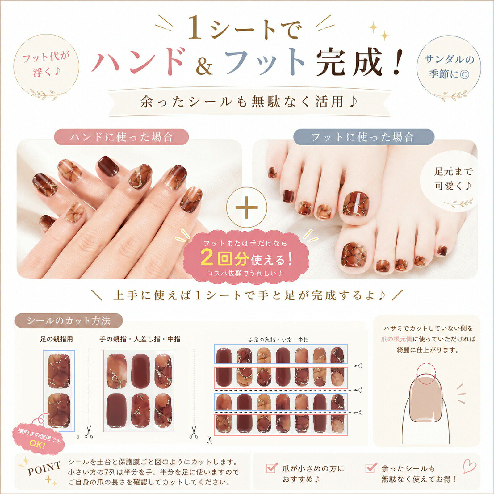 【うるりら公式】 フットネイルもOK♪ 貼るだけ 簡単♪硬化タイプのジェルネイルシー...