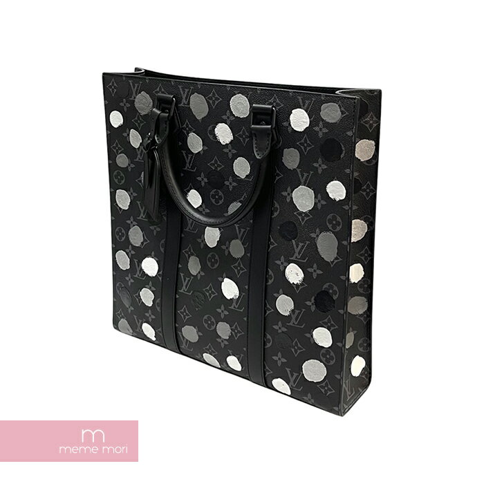 LOUIS VUITTON×Yayoi Kusama 2023AW Sac Plat Monogram Eclipse M46404 ルイヴィトン×草間彌生 サックプラ モノグラム・エクリプス トートバッグ 2Way ドット 総柄ロゴ ペイント加工 ブラック【230922】【中古-A】【me04】