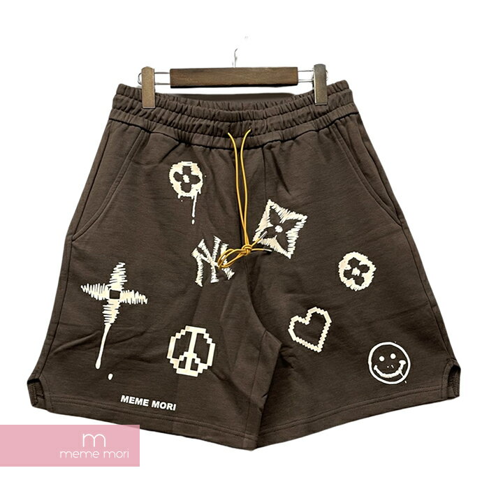 UMKOW×meme mori 2023SS Smile Shorts Choco UMKOW×メメモリ スマイルショーツ チョコ ショートパンツ ハーフパンツ ロゴプリント 別注 チャコールブラウン【230927】【新古品】【me04】