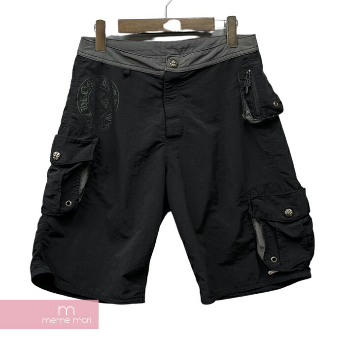 CHROME HEARTS Swim Shorts クロムハーツ スイムショーツ ナイロンショートパンツ ハーフパンツ サイドポケット クロスボールボタン ダガージップ ブラック サイズ28【220710】【中古-B】【me04】