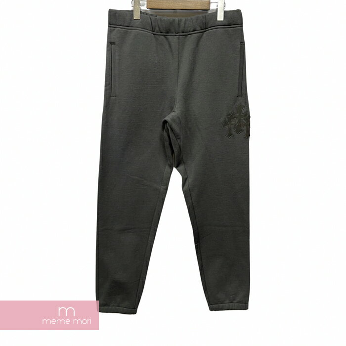 【BIG PRICE OFF】CHROME HEARTS GRP Y NOT Sweat Pants クロムハーツ ワイノットスウェットパンツ クロスレザーパッチ シルバープレート ブラック サイズM 【240423】【新古品】【me04】