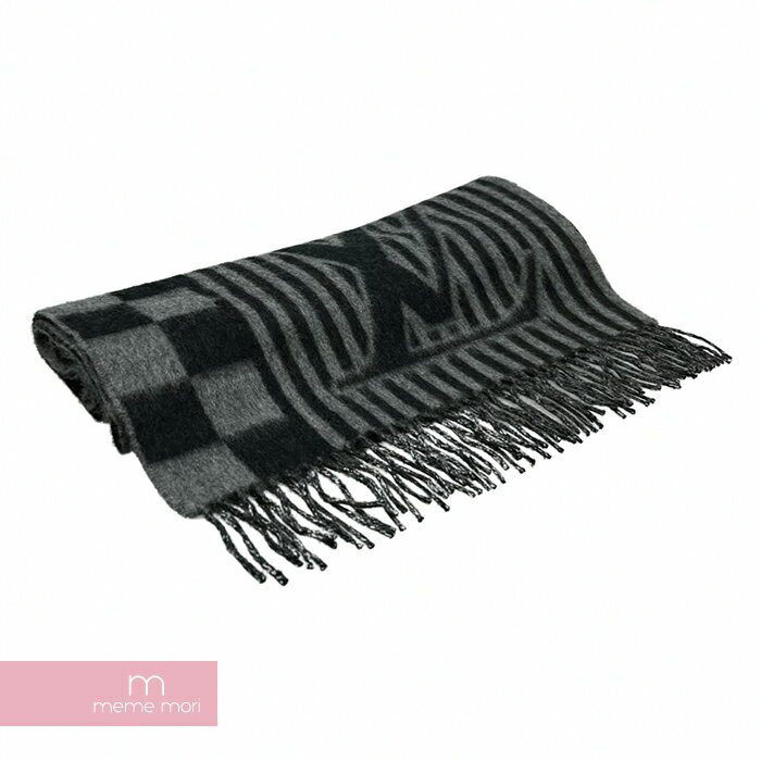 LOUIS VUITTON LV Graphical Scarf M00497 ルイヴィトン エシャルプ・LV グラフィカルスカーフ マフラー モノグラム ストライプ ダミエ・パターン カシミヤ ロゴ グレー×ブラック 【221205】【中古-A】【me04】のサムネイル
