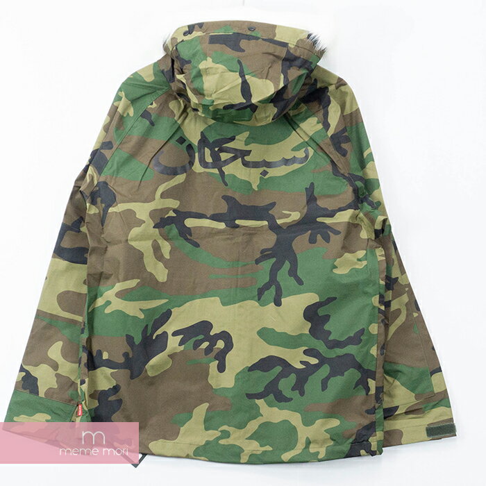 Supreme 2015SS Military Taped Seam Parka Woodland Camo シュプリーム ミリタリーテープドシームパーカ ウッドランドカモ フーデッドジャケット ナイロンブルゾン バックアラビックロゴ ファー着脱式 迷彩 カーキ サイズM【191001】【新古品】【me04】