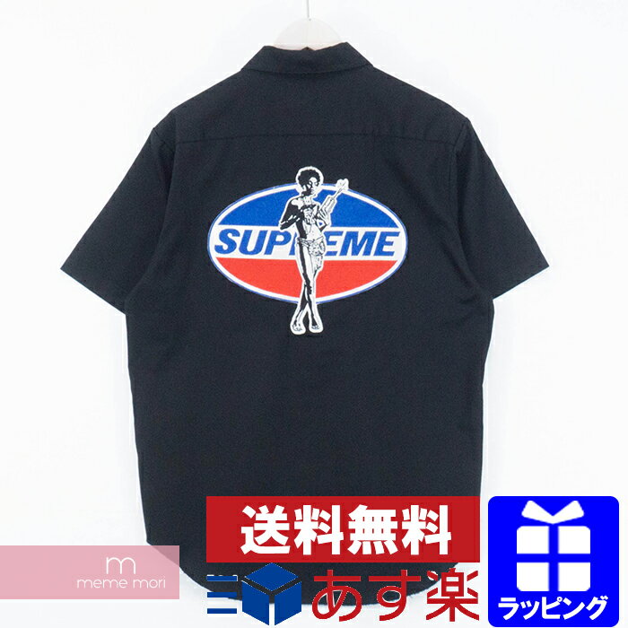 Supreme×HYSTERIC GLAMOUR 2017AW S/S Work Shirt シュプリーム×ヒステリックグラマー ショートスリーブワークシャツ ワッペン 半袖 ブラック サイズM プレゼント ギフト【190708】【中古-A】