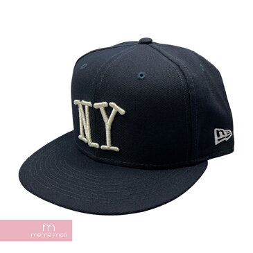 STUSSY×NEW ERA 2021SS NY New Era 59Fifty Cap ステューシー×ニューエラ NYニューエラキャップ 帽子 ロゴ刺繍 ベースボールCAP ネイビー×ホワイト サイズ7 3/8(58.7cm) 【220422】【中古-B】【me04】