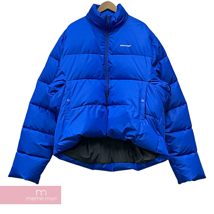 【BIG PRICE OFF】BALENCIAGA 2019SS C Shape Puffer Jacket 556240 TYD33 バレンシアガ Cシェイプパファージャケット 中綿ブルゾン ロゴプリント ブルー サイズ52【230509】【新古品】