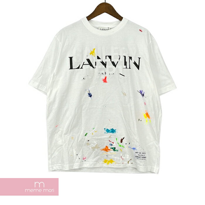 GALLERY DEPT.×LANVIN 2021SS Printed Tee RU-TS0005-J092-E21 ギャラリーデプト×ランバン プリンテッドTシャツ 半袖カットソー ペイント加工 ロゴプリント ホワイト サイズL 【220306】【新古品】【me04】