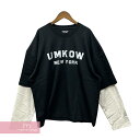 UMKOW 2023AW Vintage Photo Dobule Layer LS Tee UMKOW ヴィンテージフォトダブルレイヤー ロングスリーブTシャツ 長袖カットソー ロンT ロゴプリント ブラック