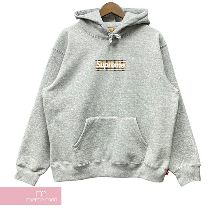 Supreme×Burberry 2022SS Box Logo Hooded Sweatshirts シュプリーム×バーバリー ボックスロゴフーデッドスウェットシャツ パーカー プリント グレー【220317】【新古品】【me04】