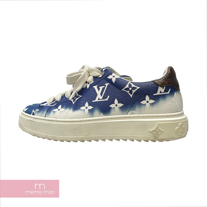 LOUIS VUITTON 2020SS Lv Escale Time Out Sneaker 1A7UM7/CL0210 ルイヴィトン エスカルタイムアウト・ラインスニーカー ローカット モノグラム グラデーション 総柄ロゴ ブルー×ホワイト サイズ34 1/2【230530】【中古-B】【me04】のサムネイル