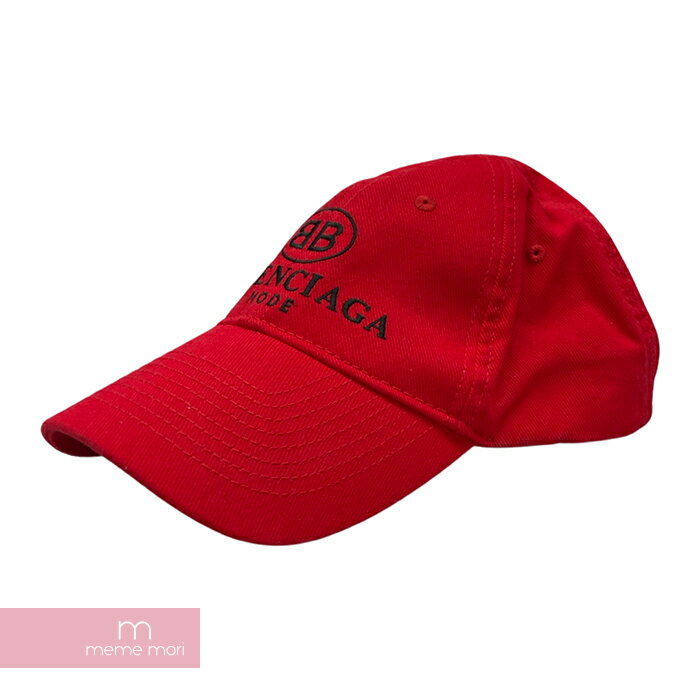 BALENCIAGA 2019SS BB Mode Logo Cap バレンシアガ BBモードロゴキャップ 帽子 6パネル ロゴ刺繍 レッド サイズL【231214】【中古-A】【me04】