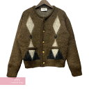 【BIG PRICE OFF】CELINE 2023AW Brushed Mohair Cardigan 2AD4S285W セリーヌ ブラッシュドモヘアカーディガン アーガイル柄 ルーズフィット クルーネック ブラウン サイズXS【231221】【中古-A】【me04】