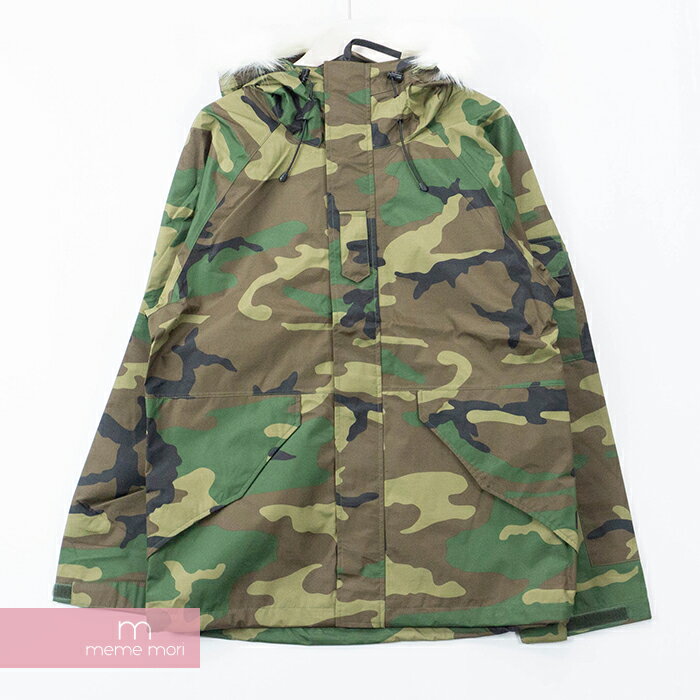 Supreme 2015SS Military Taped Seam Parka Woodland Camo シュプリーム ミリタリーテープドシームパーカ ウッドランドカモ フーデッドジャケット ナイロンブルゾン バックアラビックロゴ ファー着脱式 迷彩 カーキ サイズM【191001】【新古品】【me04】